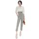 High-end celebrity professional suit temperament goddess fan v-neck commuting white shirt high waist slim pants two-piece set