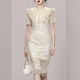 Tea break style French doll collar high-end slim mid-length one-step bag hip skirt sexy lace dress female summer