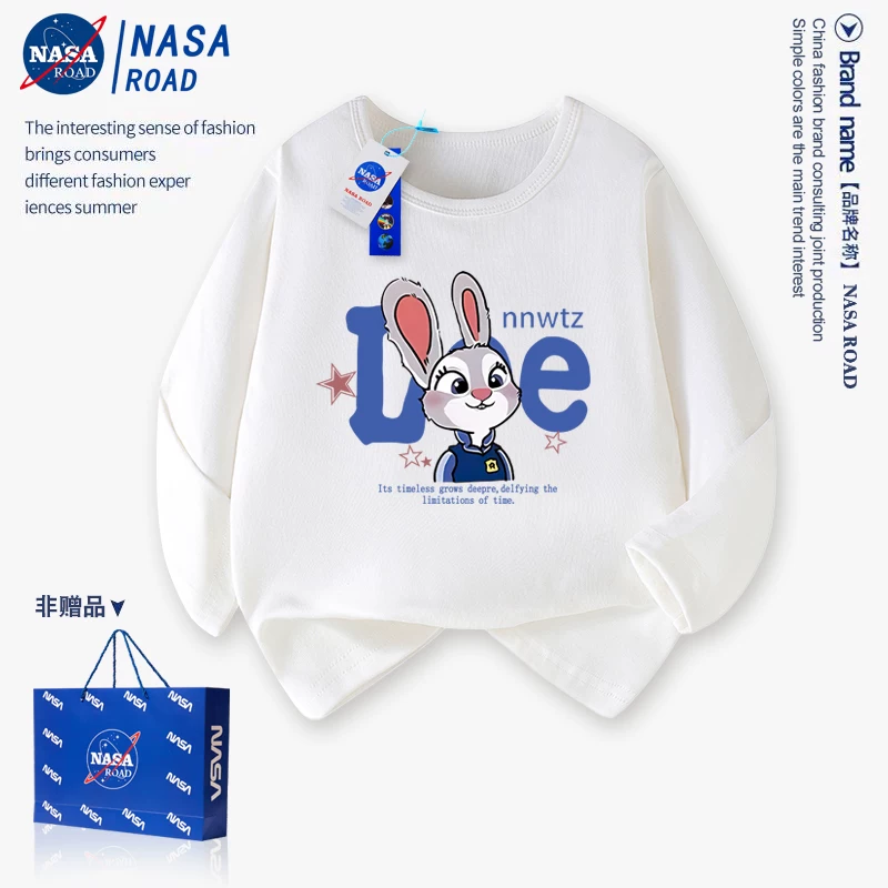 Long-sleeve, children's spring white base body-friendly rabbit