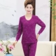 Tất cả trong một bộ quần áo mùa thu cho người già màu xanh lam và quần dài phù hợp với phụ nữ, bà mẹ cao tuổi cotton một lớp mới kích thước lớn không dấu vết - Phù hợp với nóng lên