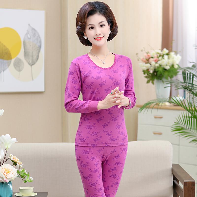 Trung niên người già quần mùa thu bông quần áo len womens trung niên quần mùa thu set womens quần đỏ 2019.