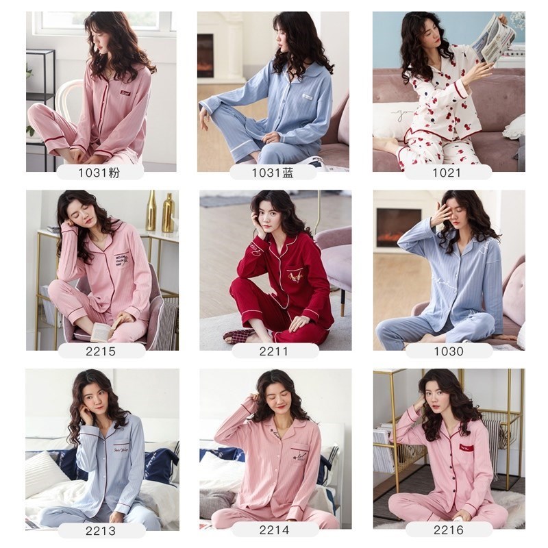 Pajama womens dài tay áo thoải mái sống lên áo cưới cô gái cưới đồ lót bé người đàn ông bông retro mùa thu dài.