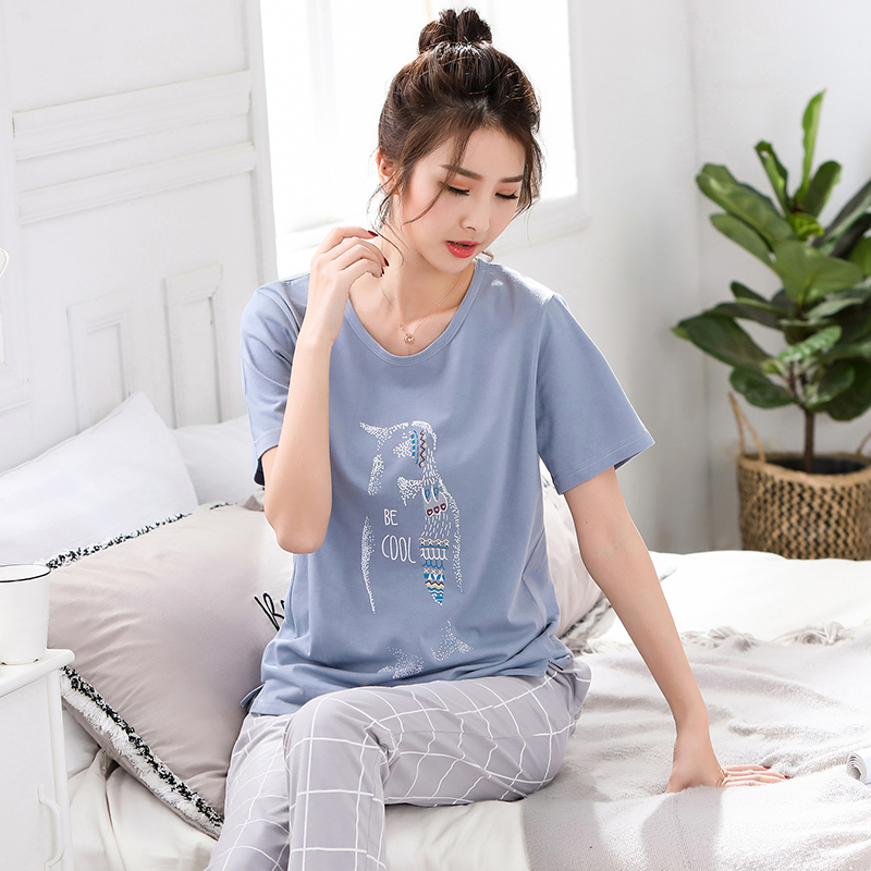 chị Fat Pyjama womens mỏng đất phụ nữ phù hợp với mùa hè thoải mái ngày nóng tay áo ngắn mỡ xu hướng mm kích thước lớn 200 pounds.