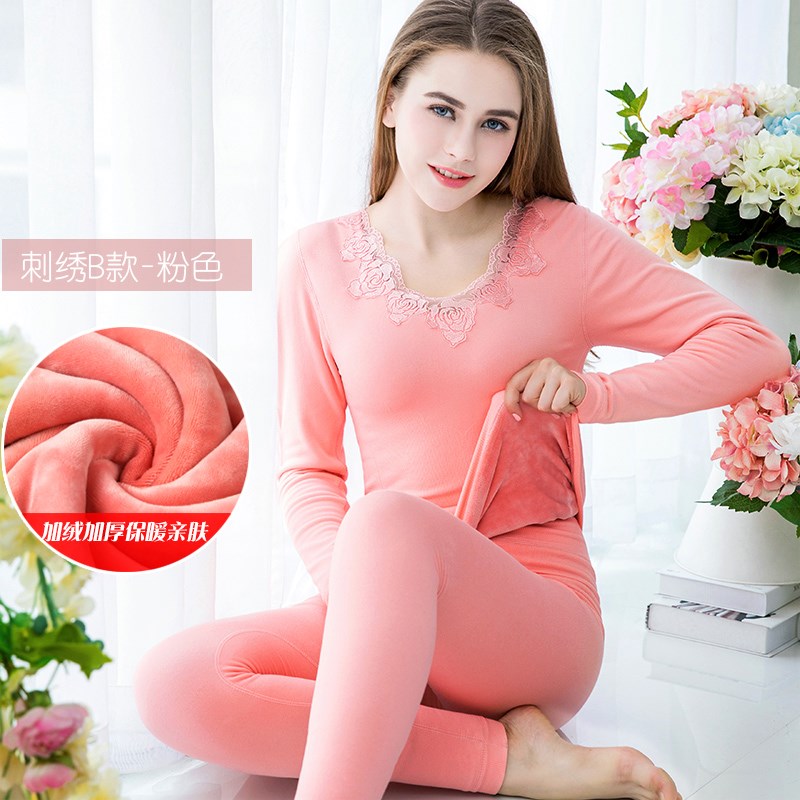 Mùa đông ấm áp mens đồ lót mens phù hợp cộng với nhung dày womens vòng cổ quần mùa thu vài bottomcotton áo len.