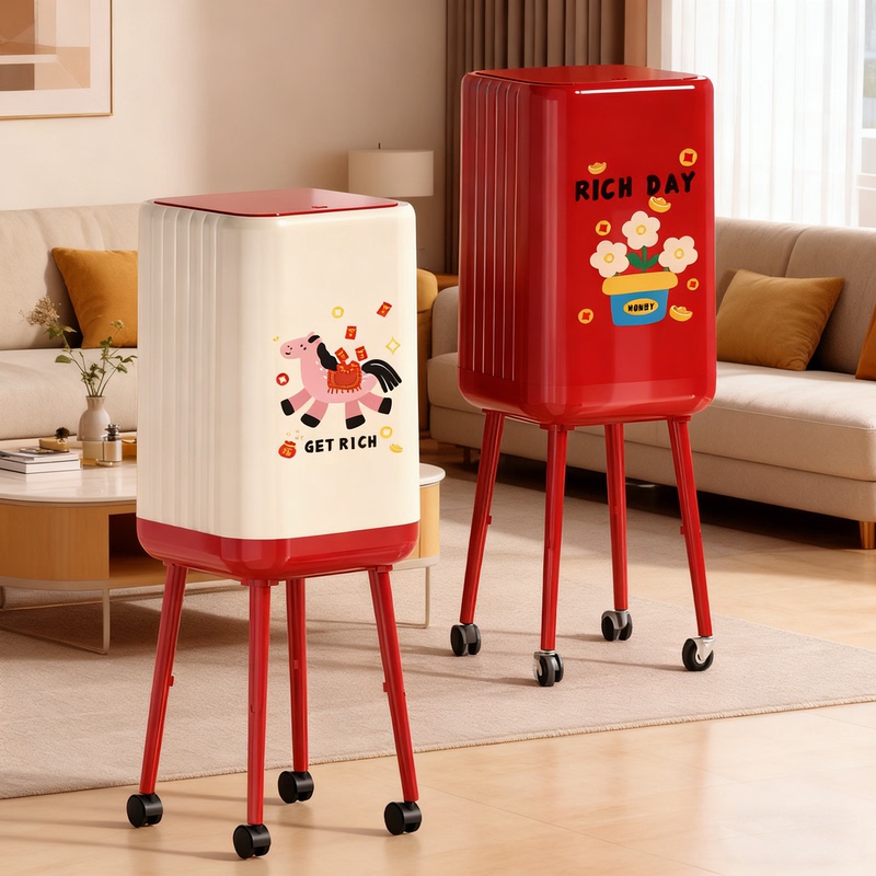 Kitchen Trash Can, No Need to Bend Over, Movable, Tall, Large Capacity, with Lid, Stylish, 2026 New Model Waste Bin