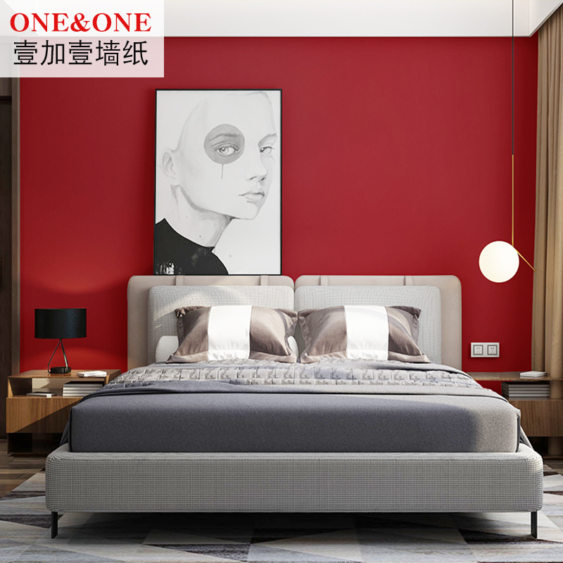Waterproof solid color non-woven red wallpaper retro red Chinese style big red crimson bedroom living room background wall wallpaper
