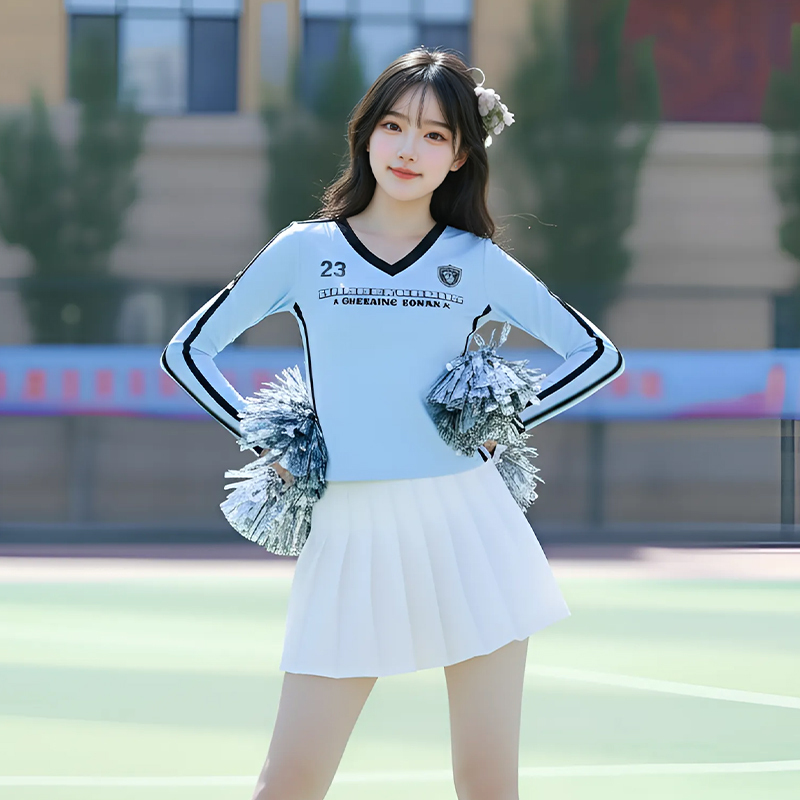 New Cheerleading Stage Performance Costumes for Junior High School Students, Class Group Performance Cheerleading Opening Ceremony Costumes, Long Sleeves