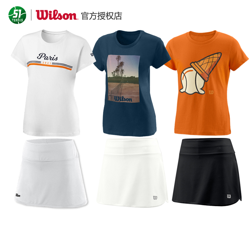Wilson Wilson T-shirt short sleeve tennis dress women yoga leisure fitness exercise breathable stretch skirt