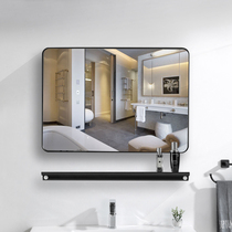 Punch-free bathroom mirror toilet wall Wall square mirror makeup self-adhesive glass wall toilet vanity mirror rack