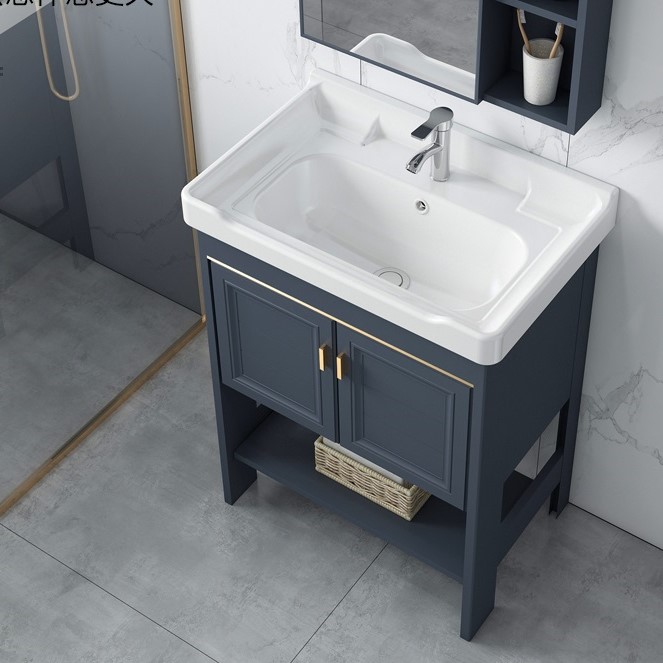 Light luxury floor-to-ceiling bathroom cabinet combination home powder room washbasin balcony basin small apartment ceramic washbasin
