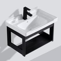 Nordic black wall wash basin small unit cabinet balcony ceramic integrated washbasin simple washbasin