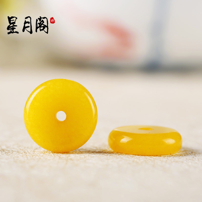 Natural Yellow Jade Medullary septico Spacer Sheet of Buddha Pearl Honey Wax color Little Diamond Bodhi Star Moon White Jade Bodhi Playoff Gameplay Accessories