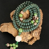 Натуральные зеленые четки бодхи, белое ожерелье, четки из круглых бусин, 108 бусин