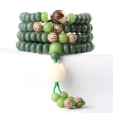 Натуральные зеленые четки бодхи, белое ожерелье, четки из круглых бусин, 108 бусин