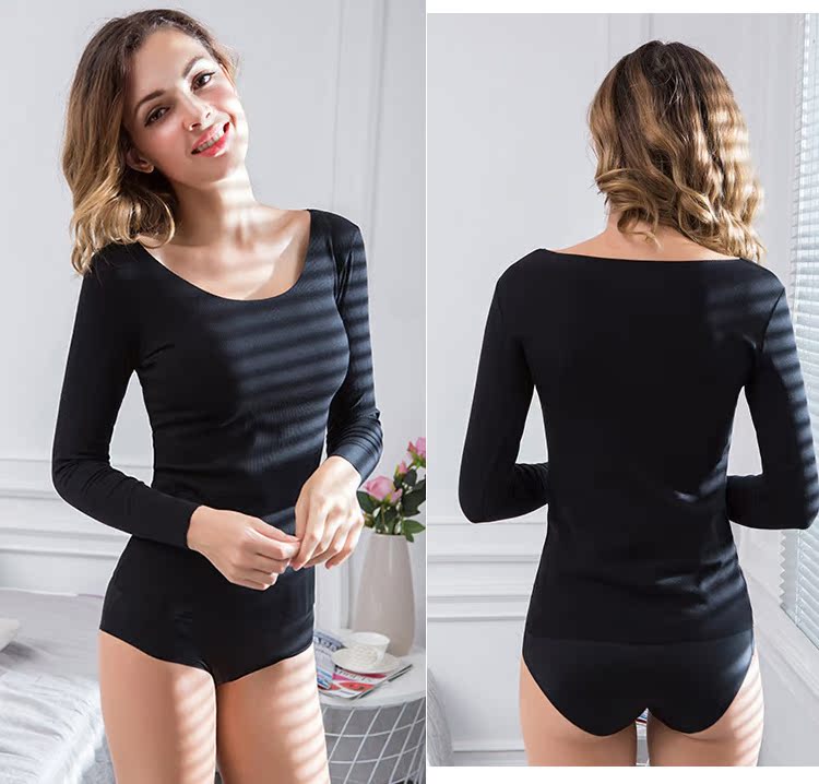Mùa thu đông cộng với đồ lót nhung nóng sốt nhung liền mạch áo sơ mi cotton áo len dài tay nữ cổ tròn dày áo dày áo giữ nhiệt uniqlo