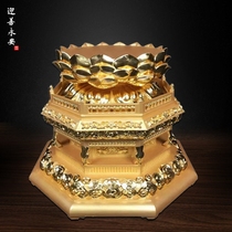 Wood carving Guanyin Buddha statue lotus solid wood base Vajra Sumeru pedestal Buddha altar complete collection of Yingshan Yongan craftsmanship