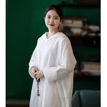 Buddha smile edge silk cotton white hat plus cotton robe White clothes are not returnable