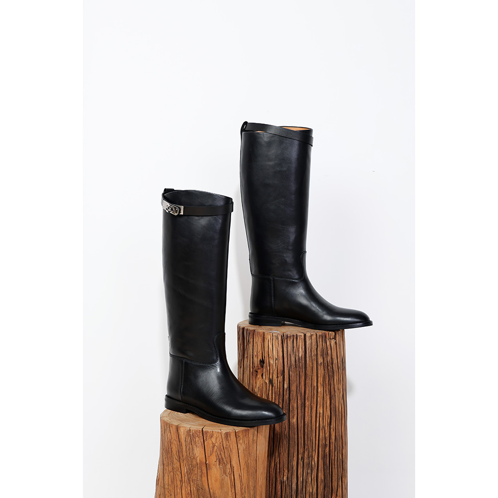 IORE×GS classic all-match first layer tire calfskin flat knight boots knee boots