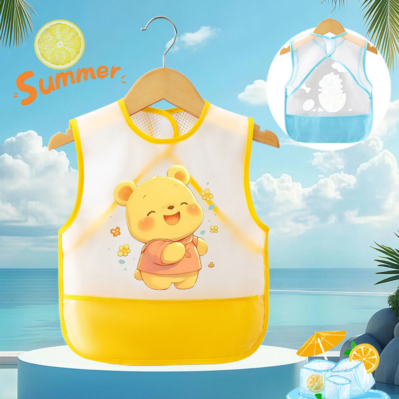 Summer Waterproof Baby Bib Children's Smock Dining Bib Infant Thin Sleeveless Anti-Dirt Apron — 7