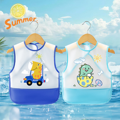 Summer Waterproof Baby Bib Children's Smock Dining Bib Infant Thin Sleeveless Anti-Dirt Apron — 4