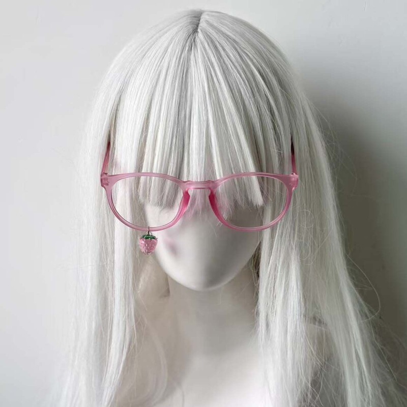 LAOSHU ins Wind Pink Strawberry Pendant Glasses Frame No-Makeup Essential Versatile Sweet Cute Translucent Pink Frame LAOSHU ins Wind Pink Strawberry Pendant Glasses Frame No-Makeup Essential Versatile Sweet Cute Translucent Pink Frame