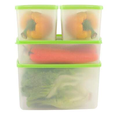 Fruit and vegetable refrigeration preservation set of 4 pieces, 0.8-liter + 1.3-liter + 2.8-liter refrigerator preservation box