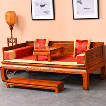 Sanshui Luohan bed antique court type sour tree wood color Elm solid wood carved single home bed noble concubine bed