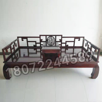 Ancient Luohan bed safflower pear color grass dragon plate hollow carved bed large apartment bed Chinese style court ancient bed