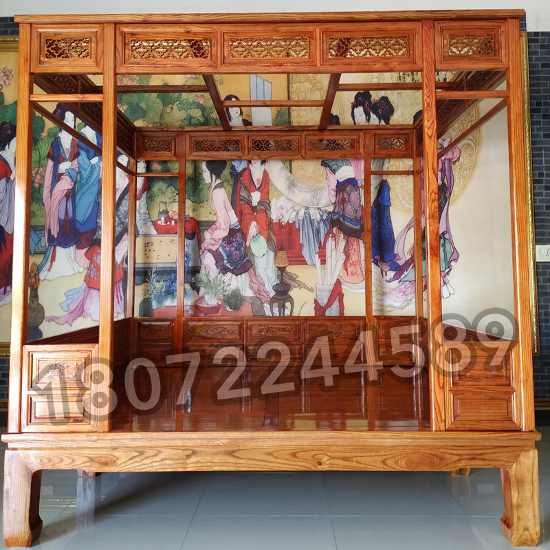 Ancient bed Chinese style palace bunk bed plucks bed frame subbed double large bed thickened solid wood bed Ming and Qing classical step bed-Taobao