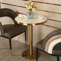 Marble Roundtable to Table and Chair Light Luxury Stainless Steel Nordic Tea Cotas Simple Modern Small Household Table