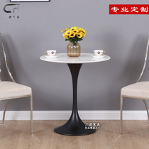 Nordic marble round negotiation table coffee table simple modern metal stainless steel paint coffee table