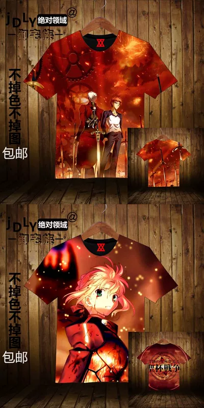 Fate zero T-shirt Wuwang Hình ảnh động xoay quanh nam và nữ vào mùa xuân và mùa hè FGO quần áo ngắn tay đủ màu mới - Carton / Hoạt hình liên quan