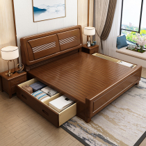 Solid wood bed 1 8 m Double beds 1 5 m Single beds 1 2 Children modern Chinese style with drawers High case storage beds