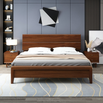 Walnuts wood bed 1 8 m Double beds 1 5 m Single modern Chinese air pressure storage master bedroom wedding bed