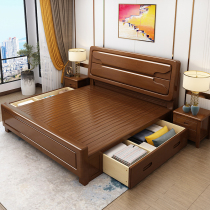 Solid wood bed with drawer 1 8 m double bed 1 5 m single bed 1 2 children bed modern Chinese bedroom wedding bed