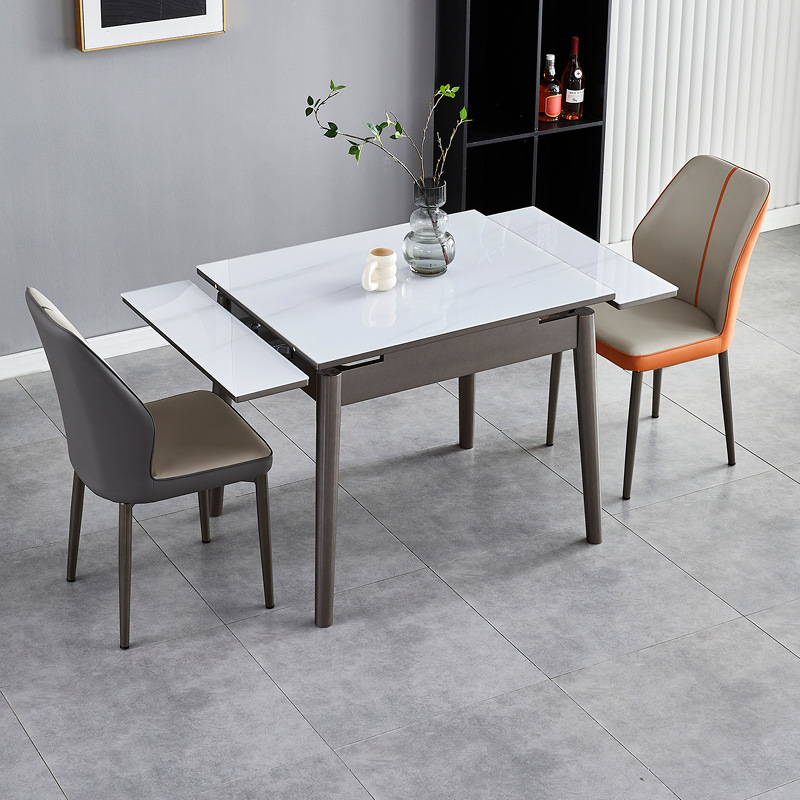 Retractable and Foldable Jade Crystal Dining Table and Chair Set, Small Apartment, Modern, Simple, Light Luxury Dining Table, Home Use Solid Wood Dining Table