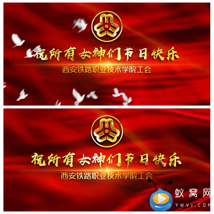 V209 AE模板 红色大气绸缎38三八妇女节金色LOGO开场片头视频制
