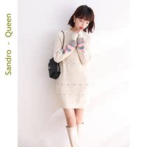 Sandro Queen Korean version of knitted dress dress lady 2021 Winter new hit undercoat sweater dress