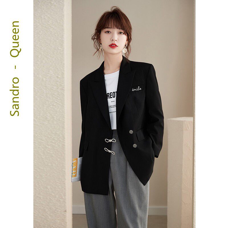 Sandro Queen French retro black suit 2021 new autumn casual niche temperament ladies jacket