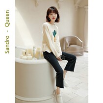 Sandro Queen2021 Fall new ladies Round coat of clothing Korean version Fashion relaxation with long sleeve womens clothing