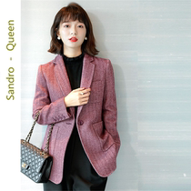 Sandro Queen wool Suit Jacket Woman 2021 Winter New Inn Wind Leisure Western Suit Jacket