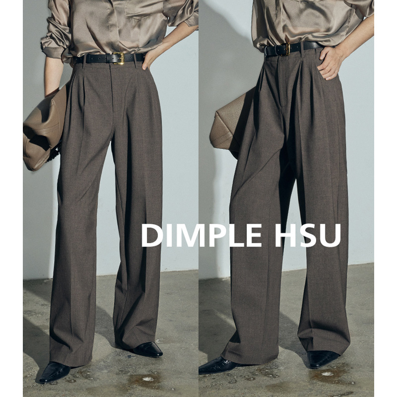 Brainy Truffle Gray-Brown "Dress-Like" Multi-Layered Pleated Design Stretch Tr Wide-Leg Trousers K34955 Now Available Brainy Truffle Gray-Brown "Dress-Like" Multi-Layered Pleated Design Stretch Tr Wide-Leg Trousers K34955 Now Available