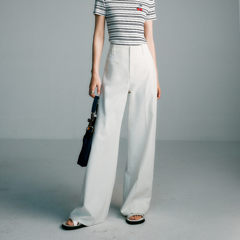 Summer Must-Have: Not Thick, Not See-Through, Non-Sticky, Simple R0W Style, Matte Silk-Like Texture, Floor-Length Wide Straight-Leg Pants K34268 Now Available