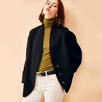 Phong cách thời trang phong cách Pháp khí chất hai mặt len ​​cashmere áo khoác ngắn nữ mùa thu đông W22312 áo bomber nữ