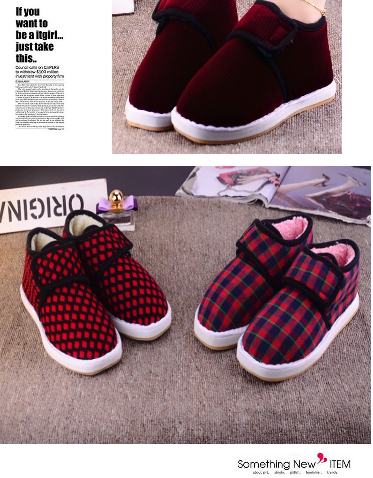 Giày cotton tại nhà Giày dép nữ mùa đông Túi đáy dày với giày cotton tháng Trong nhà dành cho người già dép xuồng đế cao