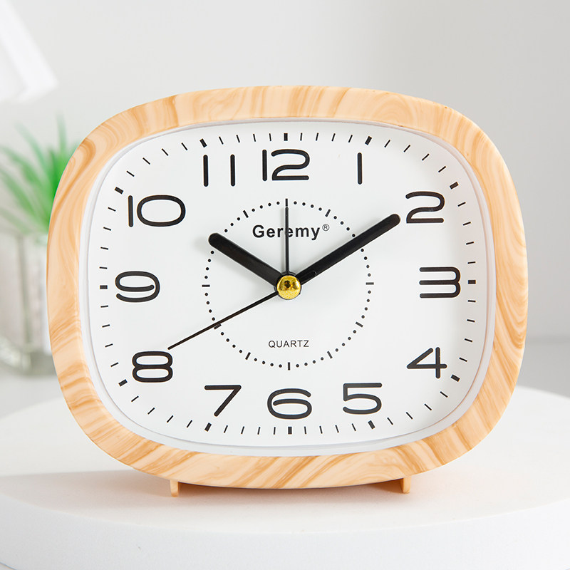 Minima wood grain headboard square alarm clock The old man uses the desktop to get up and trouble with the student modern big word clock table-Taobao