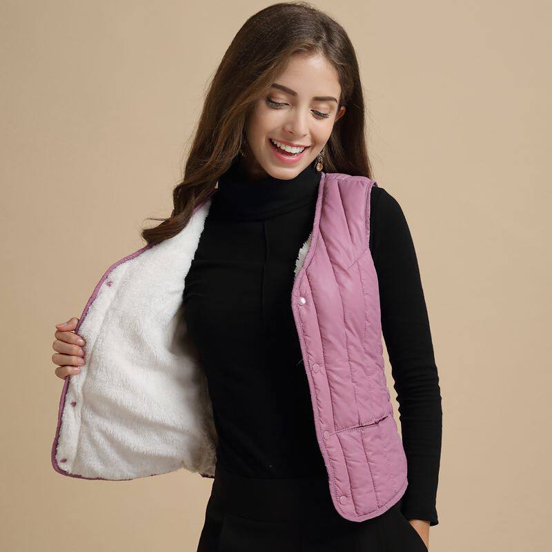 Ấm dày cộng với nhung vest nữ mùa đông ngắn Hàn Quốc phiên bản của xuống bông vest của phụ nữ nhẹ đáy da cừu chặt chẽ