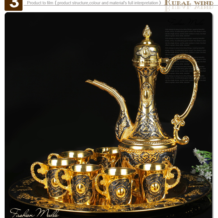 Gejia Ruier hợp kim vàng 8 piece set wine set Châu Âu rượu cổ đặt món quà trang trí đồ trang trí chén uống rượu
