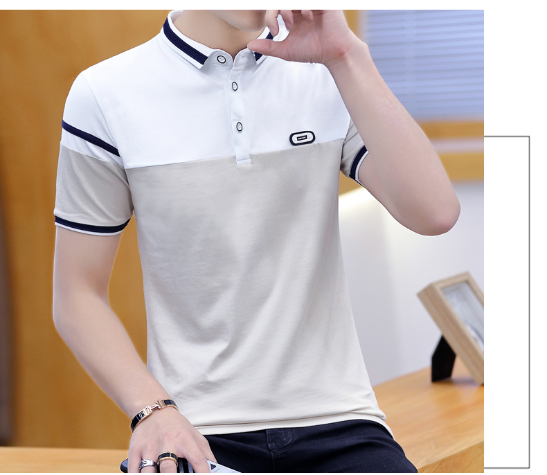 Áo thun nam ngắn tay mùa hè mới xu hướng ve áo mùa hè với áo sơ mi có cổ thắt nơ - Polo áo polo đồng phục