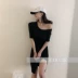 Kích thước lớn tùy chỉnh mới gợi cảm vai mỏng slim tay áo đầm - Sản phẩm HOT Sản phẩm HOT